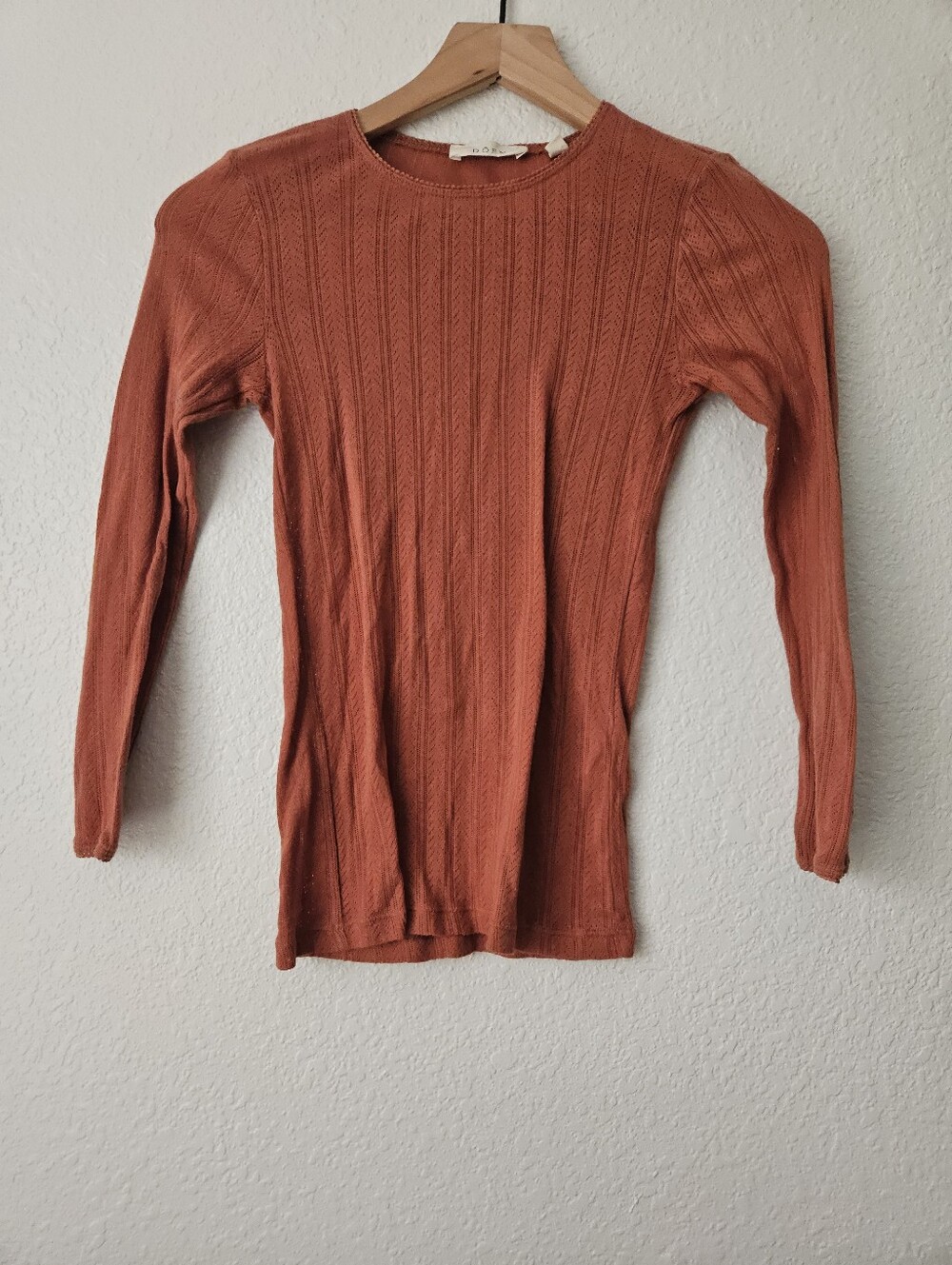 Doen long sleeve pointelle top, xsmall